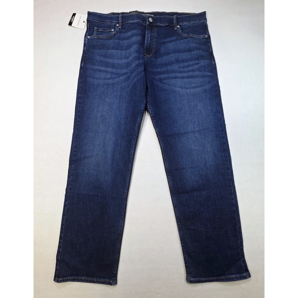 NEW Calvin Klein Jeans Mens 40x32 Straight Fit Blue Darker Wash Soft Feel